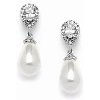 Cubic Zirconia and Shell Pearl earrings