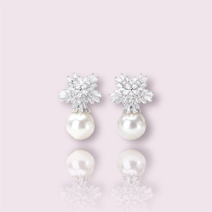 Pearls Snowflake Drop Earrings