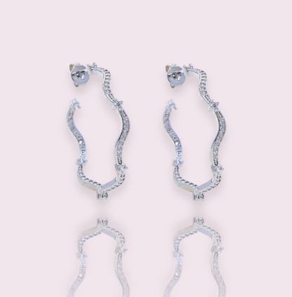 Shiny Wave Hoop Earrings