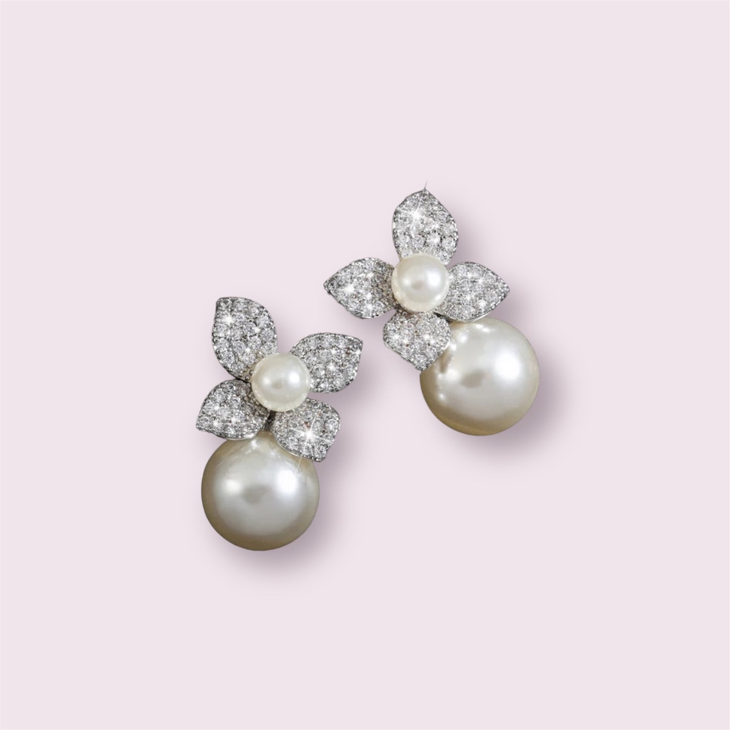 Pearl Flower Dangle Earrings